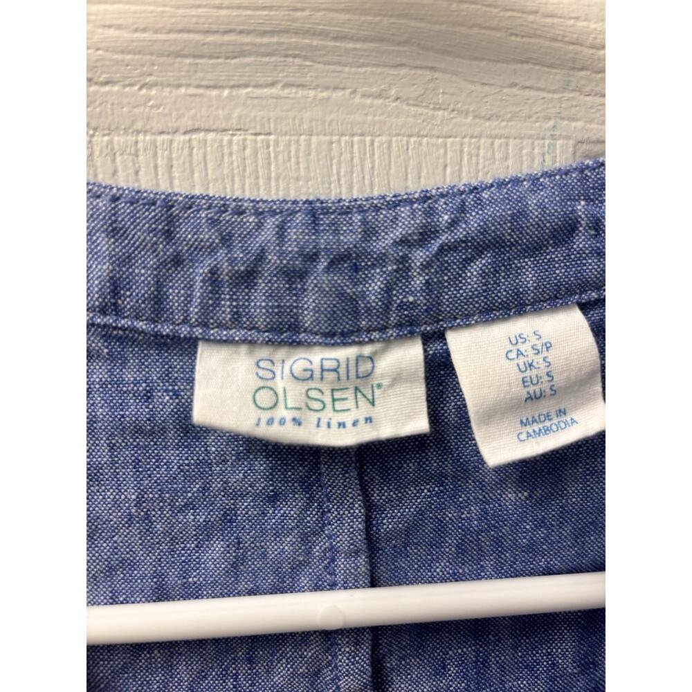 Singrid Olsen Blue Linen Dress Size Small - Picture 2 of 5